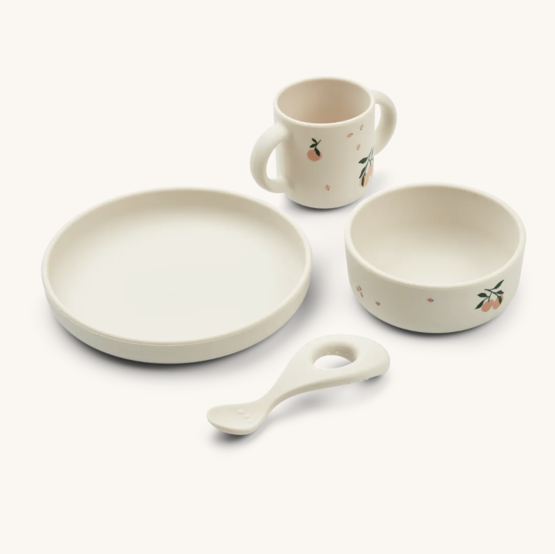 Ensemble de vaisselle imprimée Vivi - Couleur pêche/ coquillage