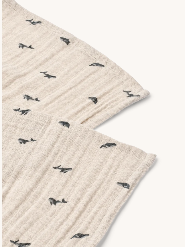 Lot 2 langes mousselines Lewis - Mini baleine / Sandy – Image 2