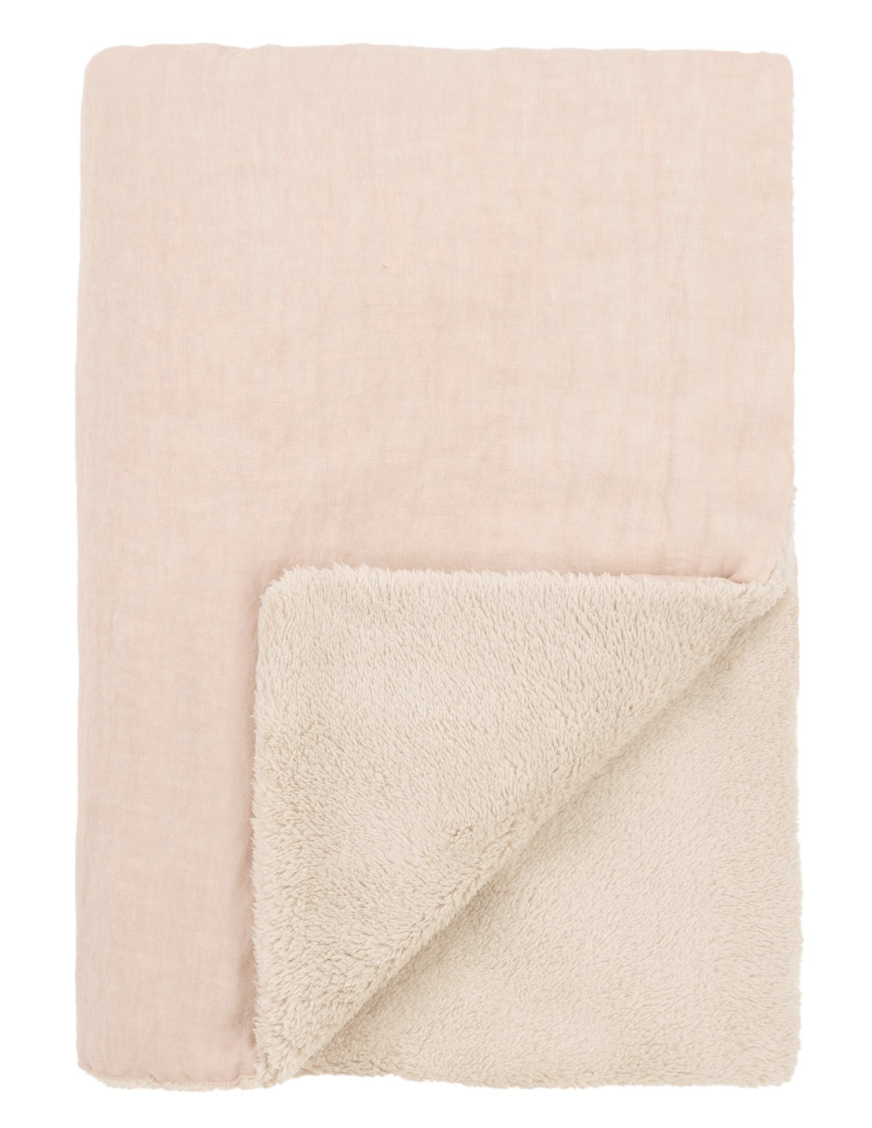 Couverture d'hiver brodée en lin français L1N0 – Powder Pink – Image 2