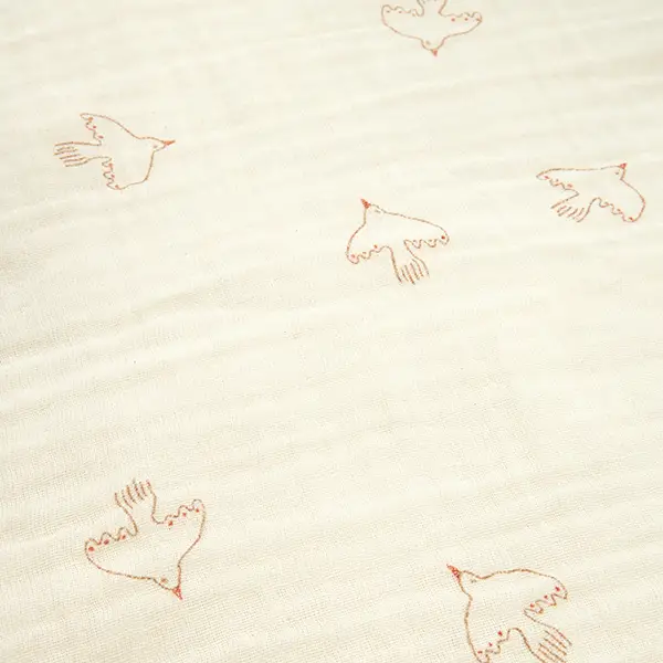 Lange en double gaze de coton lavé Wabi-Sabi - Brown hoshi birds – Image 4