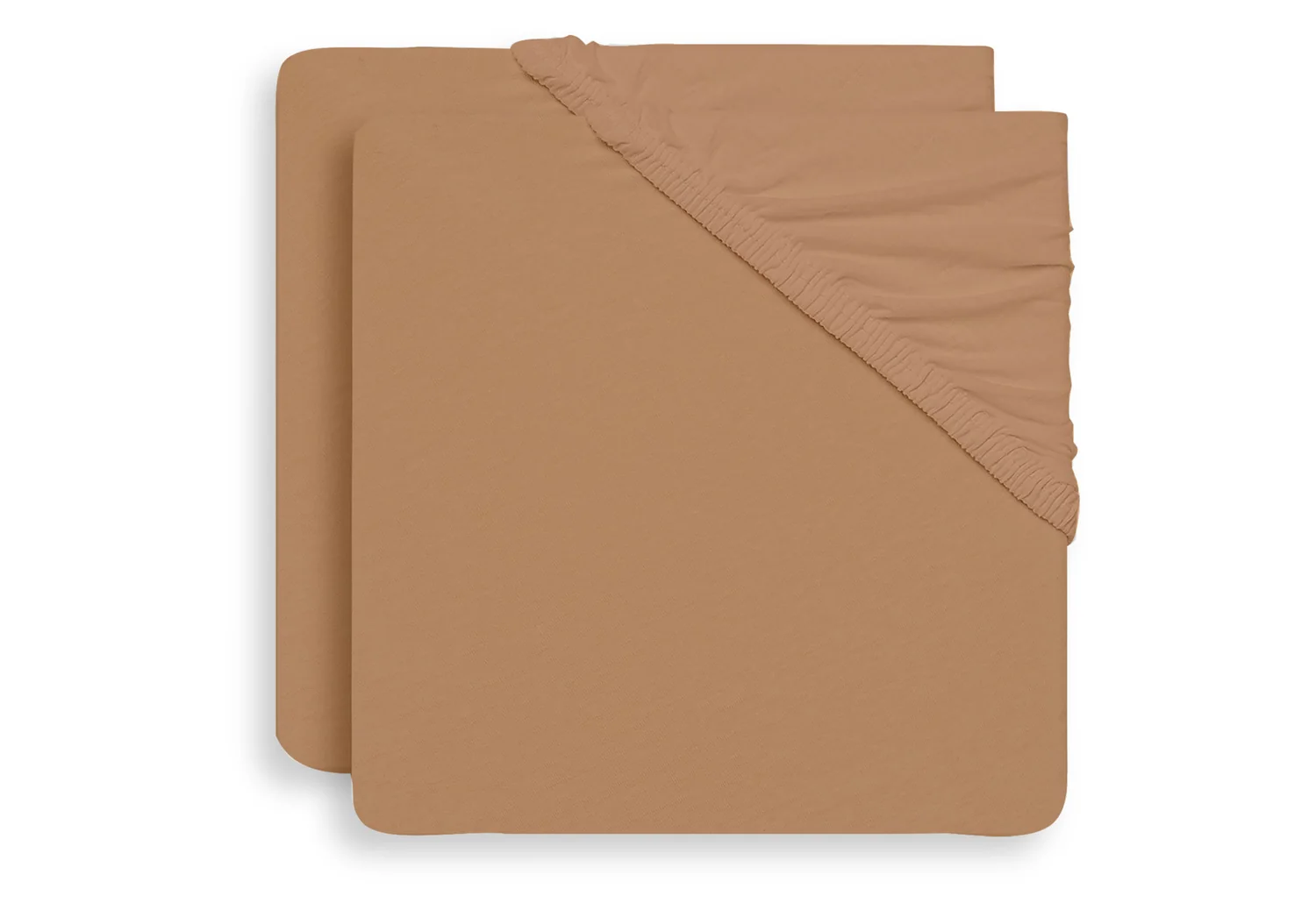 Lot de 2 draps housse Jersey - couleur Biscuit