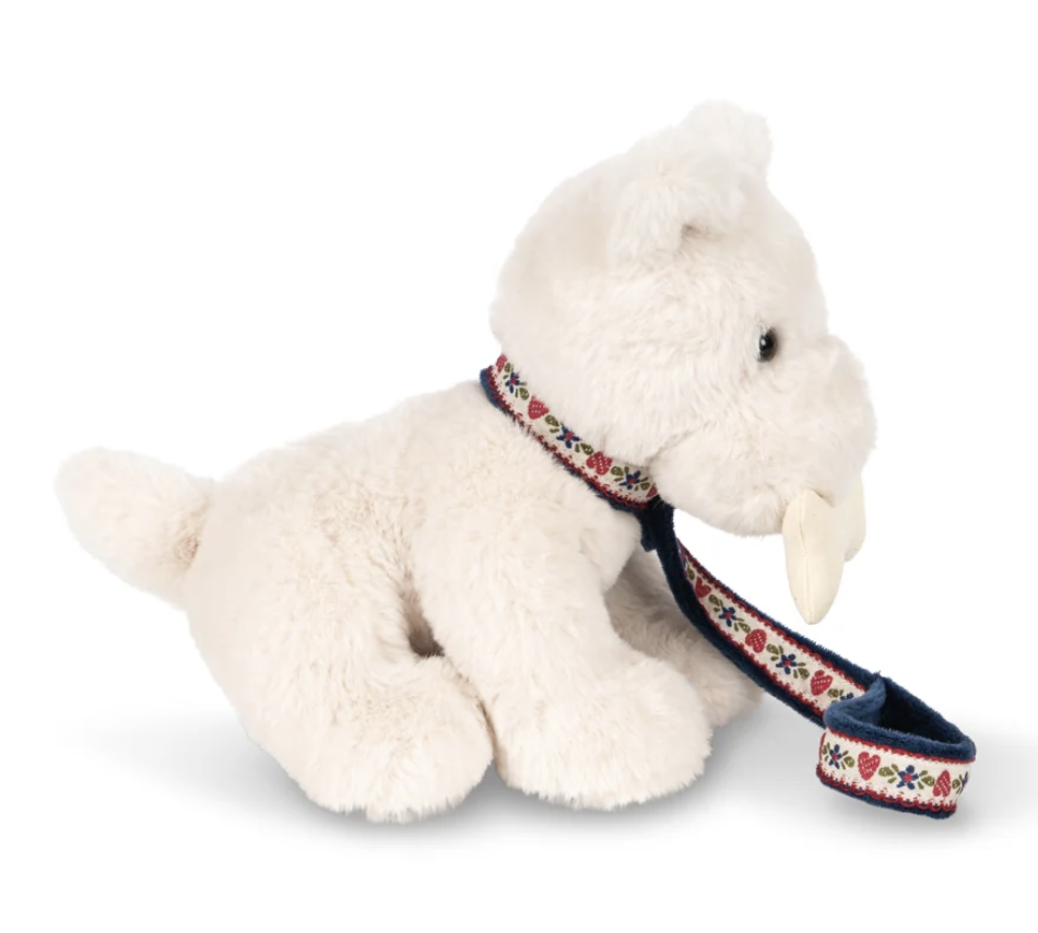 Peluche chien Terry Puppy avec panier cœurs colorés – Image 3